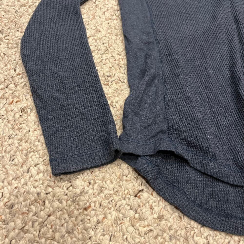 Eddie Bauer Waffle Knit Henley Long Sleeve Tee Sz S Blue Cabincore Cozy Outdoor - Picture 3 of 6